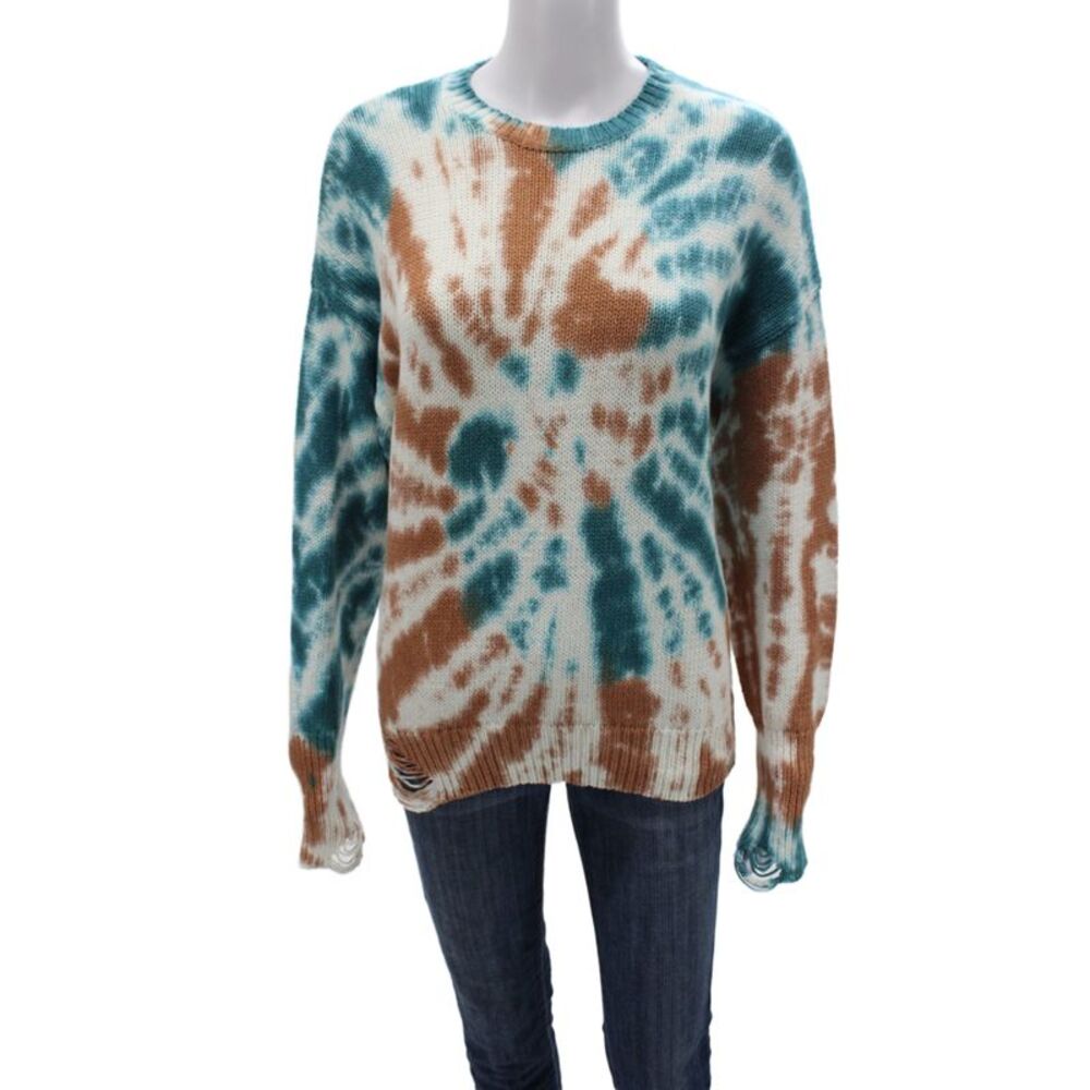 NSF Unisex Bohemian Blue Pullover Sweater Crew Neck Long Sleeve Size 0P